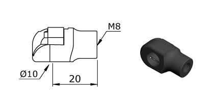 Technical drawing - Endfitting - Ballsocket Technical drawing - Endfitting - Ballsocket