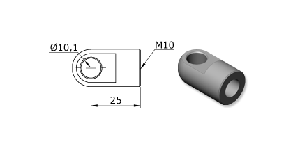Technical drawing - Endfitting - Eye Technical drawing - Endfitting - Eye