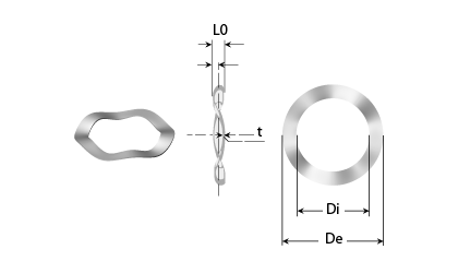 Technical drawing - Spring washers - 3 wave